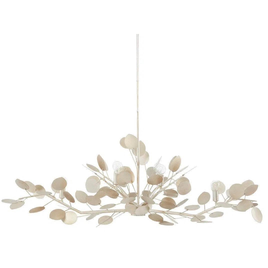 Chandeliers for High Ceilings to Fill Vertical SpaceSilver Leaf Lunaria Oval Chandelier