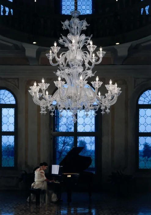 Chandeliers for High Ceilings to Fill Vertical SpaceSpectacular Large Murano Glass Chandelier With 24 Lights
