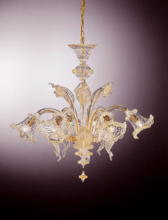 Victorian - Inspired Chandeliers with Ornate DetailsTransparent Murano Glass Baloton Chandelier With 6 Lights