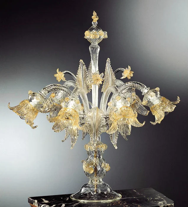 Oversized Chandeliers as a Statement Piece in Living RoomsVenetian Glass Flambeau Lamp With Flower Decoration Oversized Chandeliers as a Statement Piece in Living RoomsVenetian Glass Flambeau Lamp With Flower Decoration