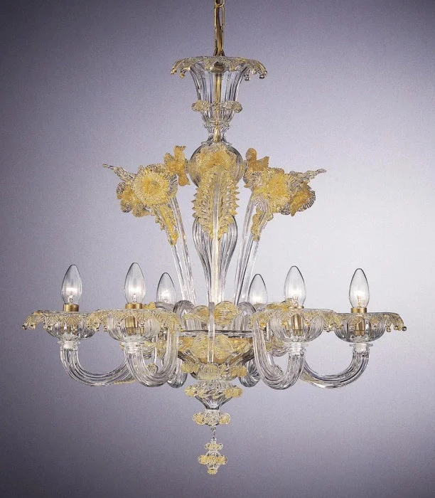 Chandeliers with Venetian Glass for a Luxurious LookVenetian Six Arm Chandelier With Gold Decorations Chandeliers with Venetian Glass for a Luxurious LookVenetian Six Arm Chandelier With Gold Decorations