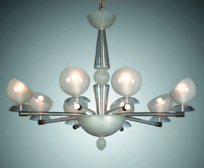 Incandescent Chandeliers for a Warm and Traditional GlowWhite Art Deco Style Murano Glass Chandelier Incandescent Chandeliers for a Warm and Traditional GlowWhite Art Deco Style Murano Glass Chandelier