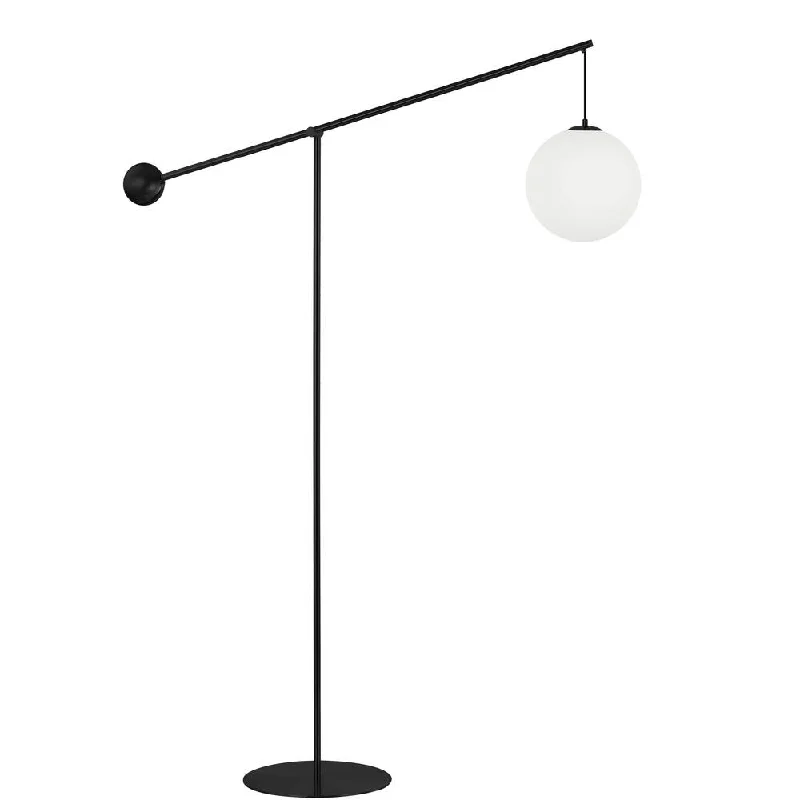 Metal Floor Lamp with a Matte Black Finish for a Sleek Look1 LT Incandescent Floor Lamp, MB w/ Opal Glass Metal Floor Lamp with a Matte Black Finish for a Sleek Look1 LT Incandescent Floor Lamp, MB w/ Opal Glass