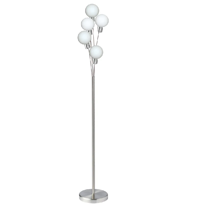Dimmable Floor Lamp for Adjustable Lighting Ambiance5 Lights Incandescent Floor Lamp, SC w/White Glass