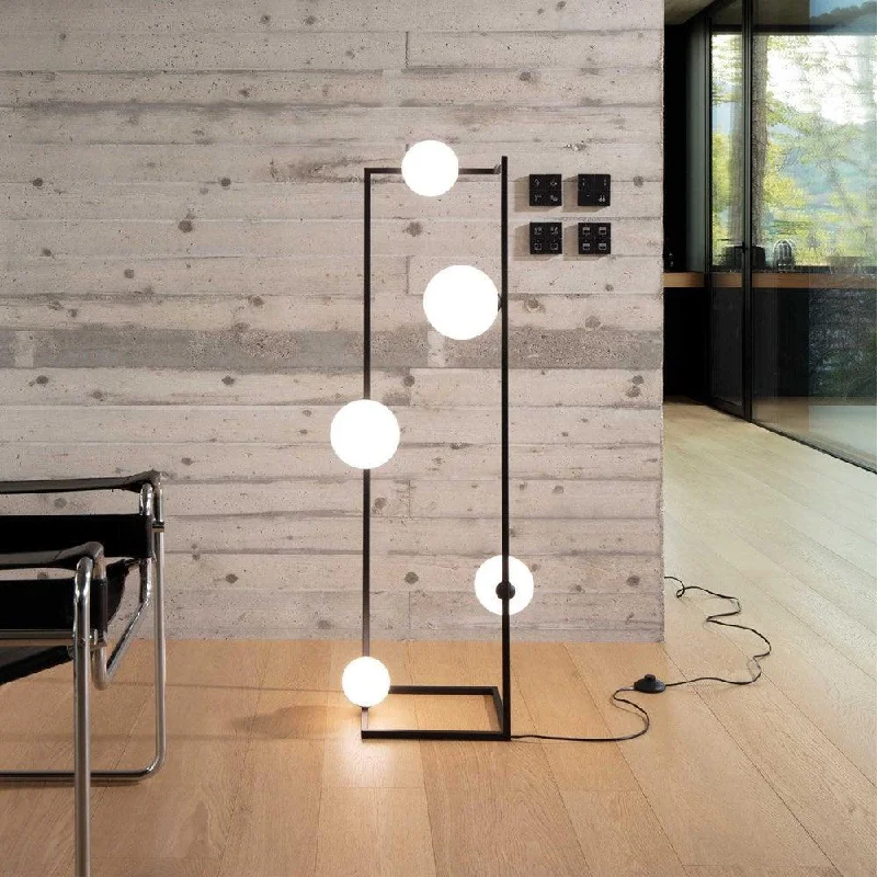 Wood Floor Lamp with Natural Grain for a Warm and Organic FeelAngolo Floor Lamp 5Lt Black, Brass