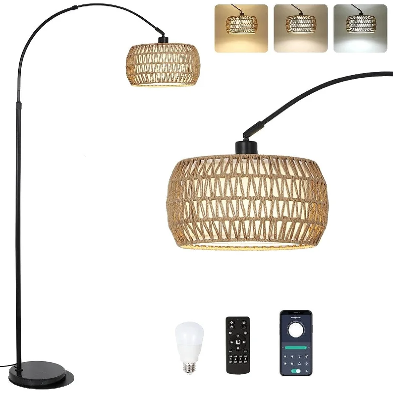 Modern Minimalist Floor Lamp for Contemporary Living RoomsArc Floor Lamps, 3 Color Temperatures, Standing Lamp with Remote & Dimmable LED Bulb, Rattan Floor Lamp, Farmhouse Tall Lamp Modern Minimalist Floor Lamp for Contemporary Living RoomsArc Floor Lamps, 3 Color Temperatures, Standing Lamp with Remote & Dimmable LED Bulb, Rattan Floor Lamp, Farmhouse Tall Lamp