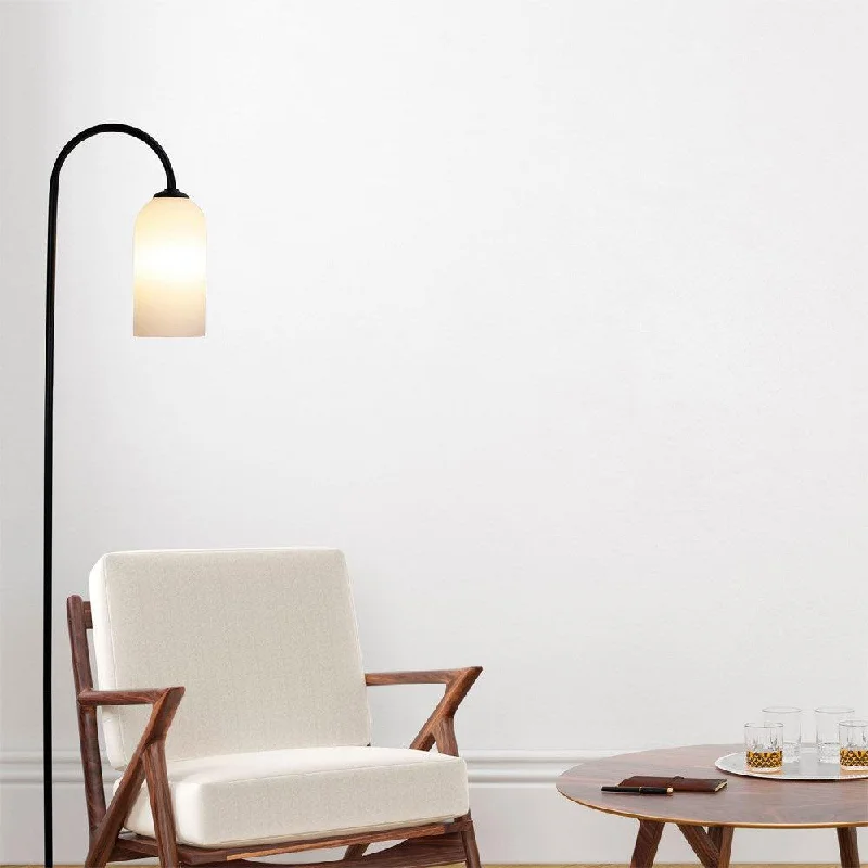 Glass Floor Lamp with Frosted Shades for Soft Diffused LightArlington Floor Lamp in Black Glass Floor Lamp with Frosted Shades for Soft Diffused LightArlington Floor Lamp in Black