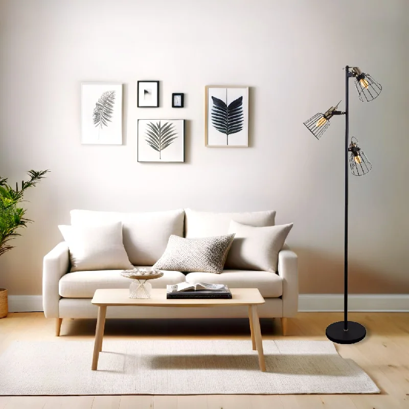 Modern Minimalist Floor Lamp for Contemporary Living RoomsAshley Cage Floor Lamp 3Lt in Black Modern Minimalist Floor Lamp for Contemporary Living RoomsAshley Cage Floor Lamp 3Lt in Black