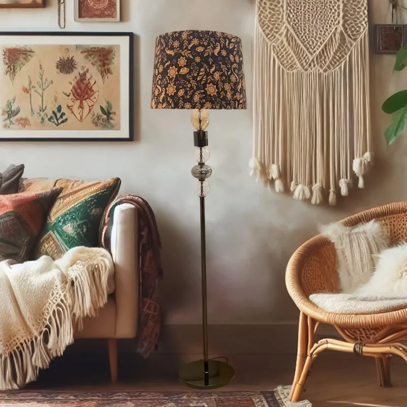 Adjustable Height Floor Lamp for Versatile Lighting NeedsAubrey Floral Floor Lamp - Black Nickel, Cloth Shade, 1560mm High, PL0307 Adjustable Height Floor Lamp for Versatile Lighting NeedsAubrey Floral Floor Lamp - Black Nickel, Cloth Shade, 1560mm High, PL0307