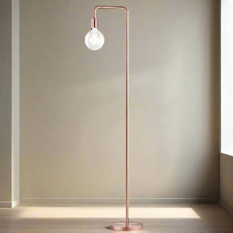 Glass Floor Lamp with Frosted Shades for Soft Diffused LightCGC CAITLIN Brushed Copper Curved Metal Floor Lamp Glass Floor Lamp with Frosted Shades for Soft Diffused LightCGC CAITLIN Brushed Copper Curved Metal Floor Lamp