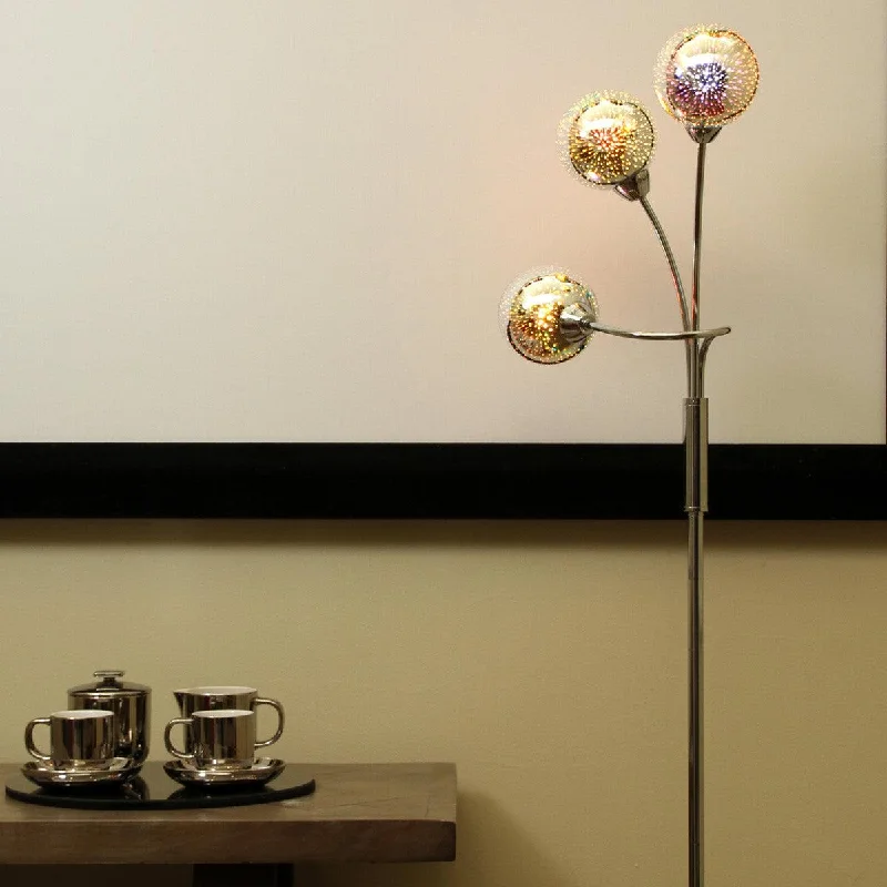 Glass Floor Lamp with Frosted Shades for Soft Diffused LightLily Futuristic Sphere Metal Floor Lamp - Chrome, Glass Shade, 1450mm High, PL0186 Glass Floor Lamp with Frosted Shades for Soft Diffused LightLily Futuristic Sphere Metal Floor Lamp - Chrome, Glass Shade, 1450mm High, PL0186