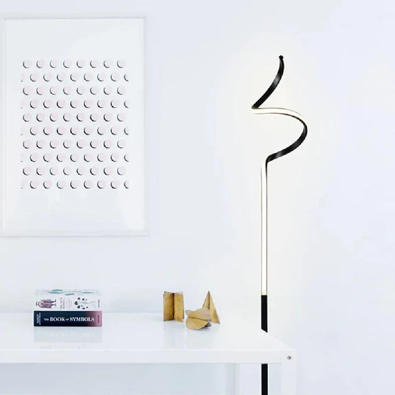 Modern Minimalist Floor Lamp for Contemporary Living RoomsLydia Spiral Modern Metal LED Floor Lamp - Black or Chrome, 1450mm High, PL0243