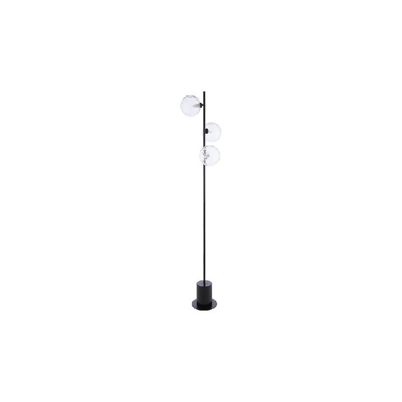  Way Switch Floor Lamp for Multiple Light Intensity LevelsDar SPI5522-12 Spiral 3 Light Floor Lamp Matt Black & Dimpled Clear Glass