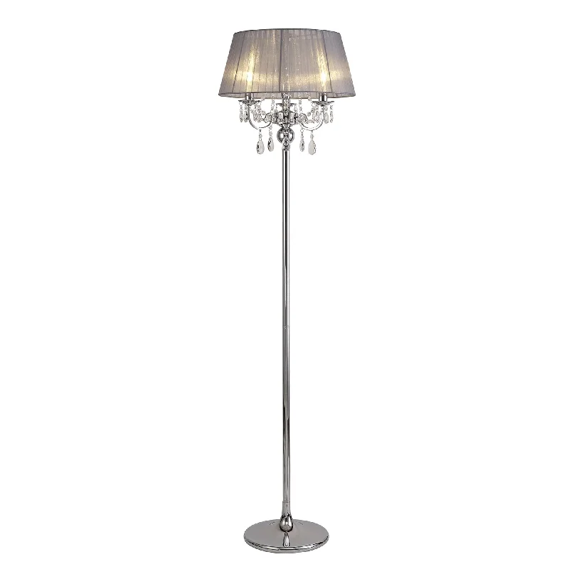 Adjustable Height Floor Lamp for Versatile Lighting NeedsDiyas IL30063/GY Olivia Floor Lamp Grey Shade 3 Light E14 Polished Chrome/Crystal Adjustable Height Floor Lamp for Versatile Lighting NeedsDiyas IL30063/GY Olivia Floor Lamp Grey Shade 3 Light E14 Polished Chrome/Crystal
