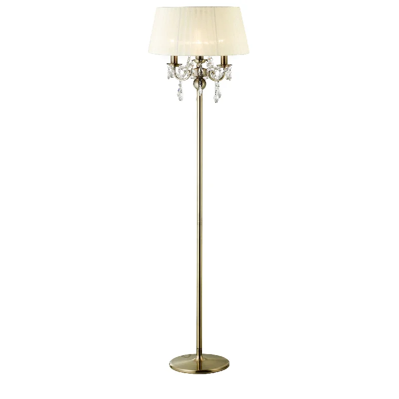 Smart Floor Lamp with Voice Control and Bluetooth ConnectivityDiyas IL30066/CR Olivia Floor Lamp Cream Shade 3 Light E14 Antique Brass/Crystal Smart Floor Lamp with Voice Control and Bluetooth ConnectivityDiyas IL30066/CR Olivia Floor Lamp Cream Shade 3 Light E14 Antique Brass/Crystal