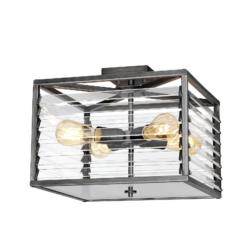 Glass Floor Lamp with Frosted Shades for Soft Diffused LightElstead Louvre 4 Light Gunmetal Ceiling Flush Glass Floor Lamp with Frosted Shades for Soft Diffused LightElstead Louvre 4 Light Gunmetal Ceiling Flush