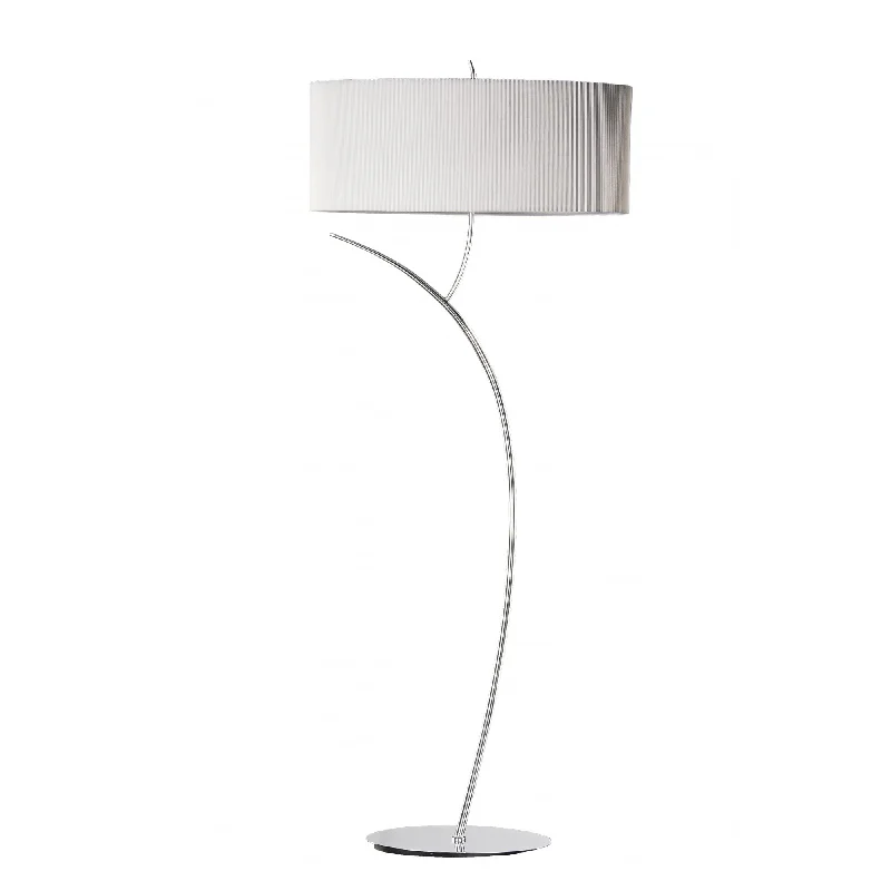 Modern Minimalist Floor Lamp for Contemporary Living RoomsMantra M1139/SP Eve Floor Lamp 2 Light Polished Chrome With Spanish Corrugated White Oval Shade Modern Minimalist Floor Lamp for Contemporary Living RoomsMantra M1139/SP Eve Floor Lamp 2 Light Polished Chrome With Spanish Corrugated White Oval Shade
