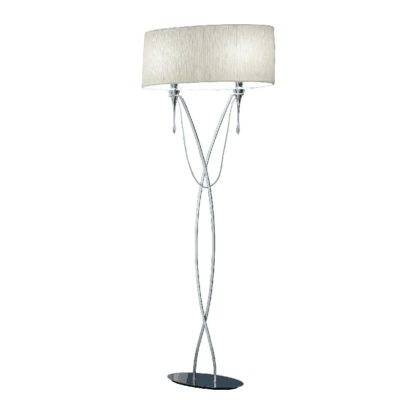 Adjustable Height Floor Lamp for Versatile Lighting NeedsMantra M1319 Lucca Floor Lamp 2 Light Polished Chrome With White Shade & Clear Crystal Adjustable Height Floor Lamp for Versatile Lighting NeedsMantra M1319 Lucca Floor Lamp 2 Light Polished Chrome With White Shade & Clear Crystal