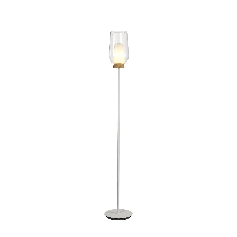 Dimmable Floor Lamp for Adjustable Lighting AmbianceMantra M8282 Nora Floor Lamp White/Wood/Clear Glass With Frosted Inner Dimmable Floor Lamp for Adjustable Lighting AmbianceMantra M8282 Nora Floor Lamp White/Wood/Clear Glass With Frosted Inner