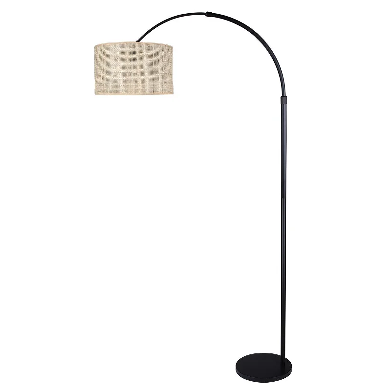 Wood Floor Lamp with Natural Grain for a Warm and Organic FeelMerritt 1 Light Floor Lamp with Matte Black Finish and Natural Rattan Shade Wood Floor Lamp with Natural Grain for a Warm and Organic FeelMerritt 1 Light Floor Lamp with Matte Black Finish and Natural Rattan Shade