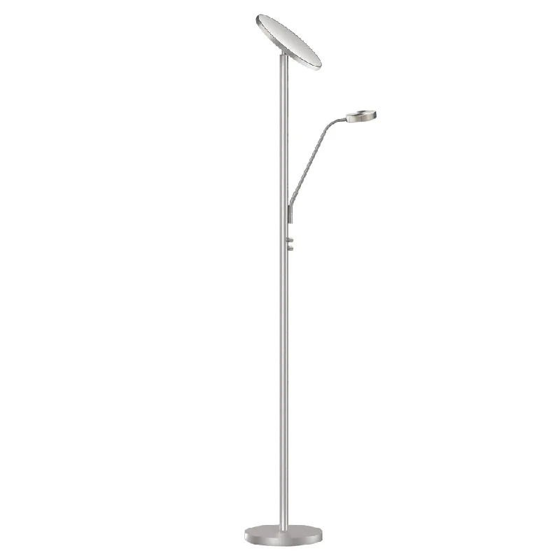 Rustic Farmhouse Style Floor Lamp for Cozy BedroomsMother & Son Floor Lamp, Satin Nickel Finish