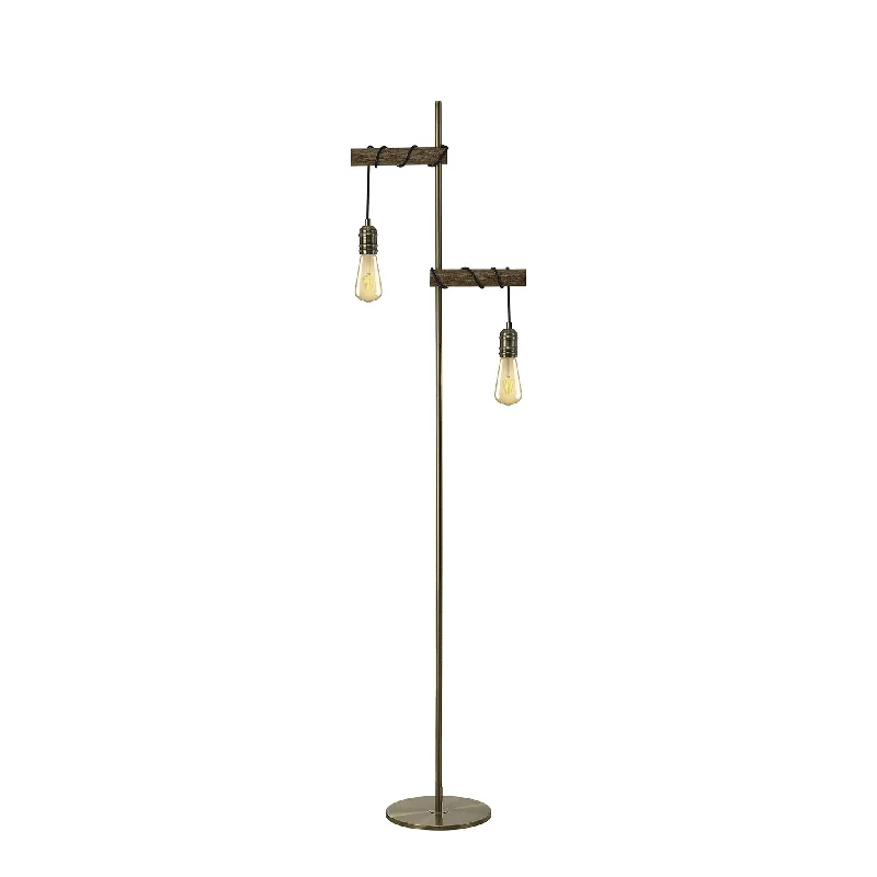 Adjustable Height Floor Lamp for Versatile Lighting NeedsNelson Lighting NL83549 Tuba 2 Light Floor Lamp Medium Oak Antique Brass Adjustable Height Floor Lamp for Versatile Lighting NeedsNelson Lighting NL83549 Tuba 2 Light Floor Lamp Medium Oak Antique Brass