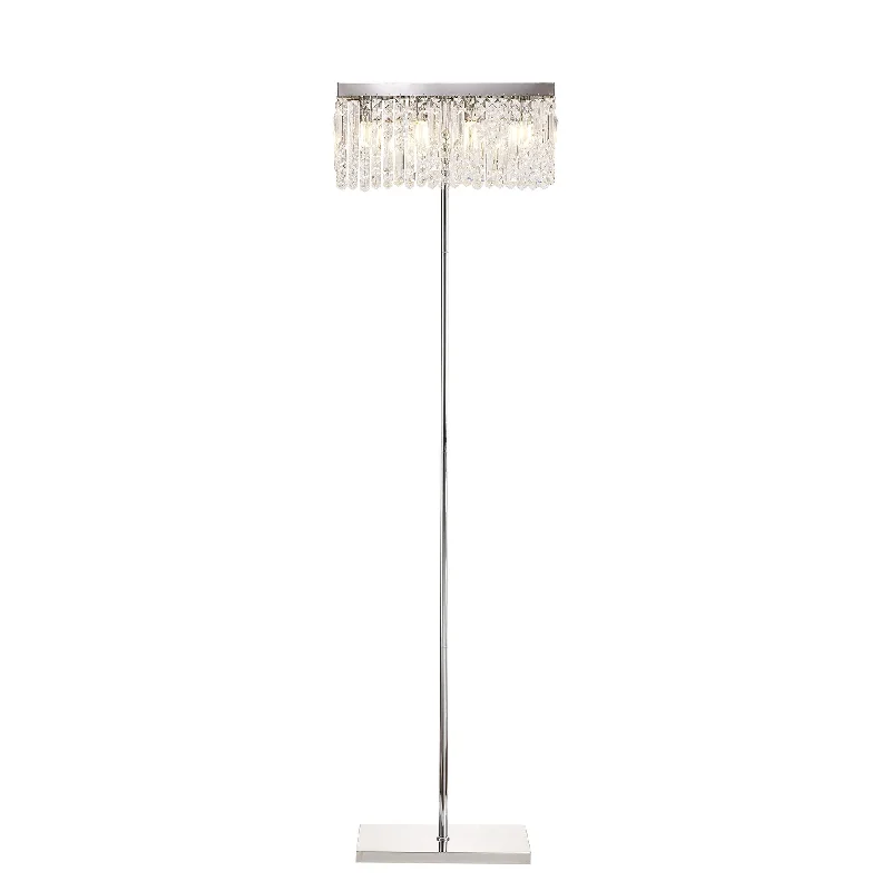 Dimmable Floor Lamp for Adjustable Lighting AmbianceNelson Lighting NL87699 Zian 4 Light Floor Lamp Polished Chrome Crystal Dimmable Floor Lamp for Adjustable Lighting AmbianceNelson Lighting NL87699 Zian 4 Light Floor Lamp Polished Chrome Crystal