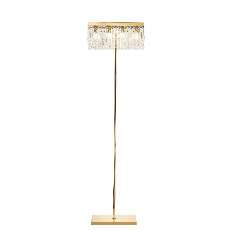 Dimmable Floor Lamp for Adjustable Lighting AmbianceNelson Lighting NL87719 Zian 4 Light Floor Lamp Gold Crystal Dimmable Floor Lamp for Adjustable Lighting AmbianceNelson Lighting NL87719 Zian 4 Light Floor Lamp Gold Crystal