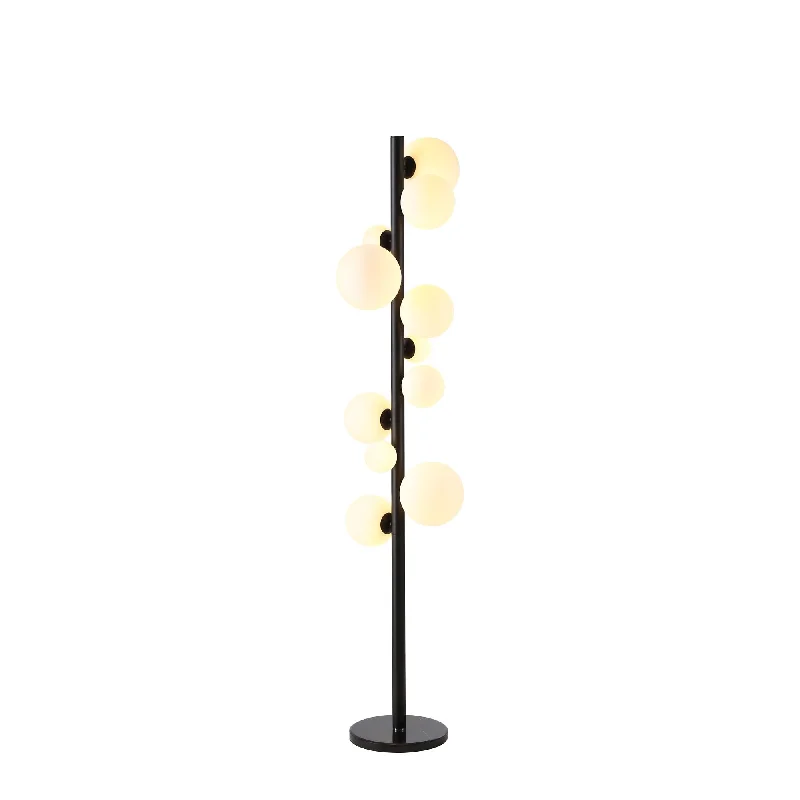 Dimmable Floor Lamp for Adjustable Lighting AmbianceNelson Lighting NL9048/OP9 Prague 11 Light Floor Lamp Satin Black Opal Dimmable Floor Lamp for Adjustable Lighting AmbianceNelson Lighting NL9048/OP9 Prague 11 Light Floor Lamp Satin Black Opal