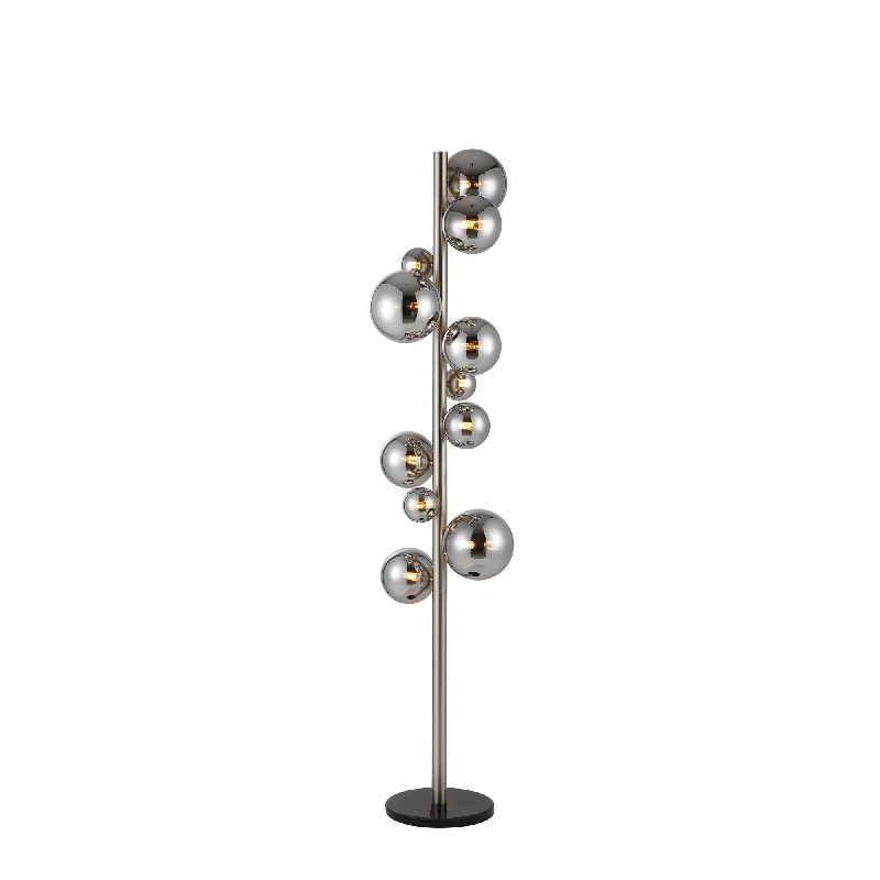 Victorian Style Floor Lamp for Traditional and Elegant InteriorsNelson Lighting NL9066/CH9 Prague 11 Light Floor Lamp Satin Nickel Chrome Plated