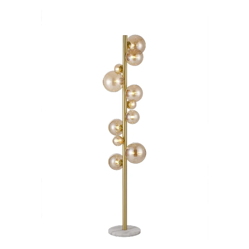 Metal Floor Lamp with a Matte Black Finish for a Sleek LookNelson Lighting NL9327/AM9 Prague 11 Light Floor Lamp Satin Gold Amber Plated