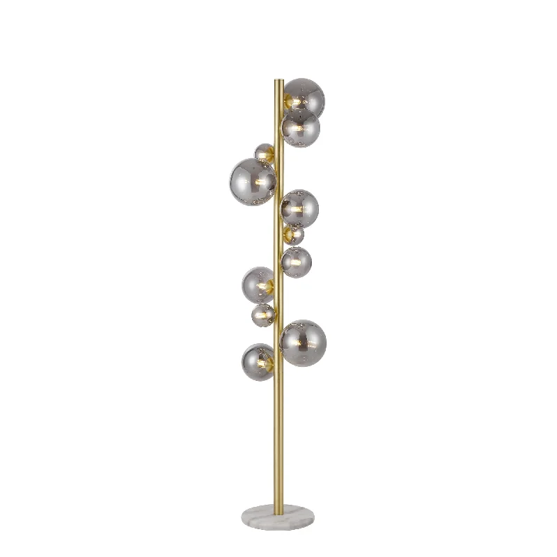 Industrial Style Floor Lamp with Exposed Bulbs for Loft ApartmentsNelson Lighting NL9327/SM9 Prague 11 Light Floor Lamp Satin Gold Smoke Plated Industrial Style Floor Lamp with Exposed Bulbs for Loft ApartmentsNelson Lighting NL9327/SM9 Prague 11 Light Floor Lamp Satin Gold Smoke Plated
