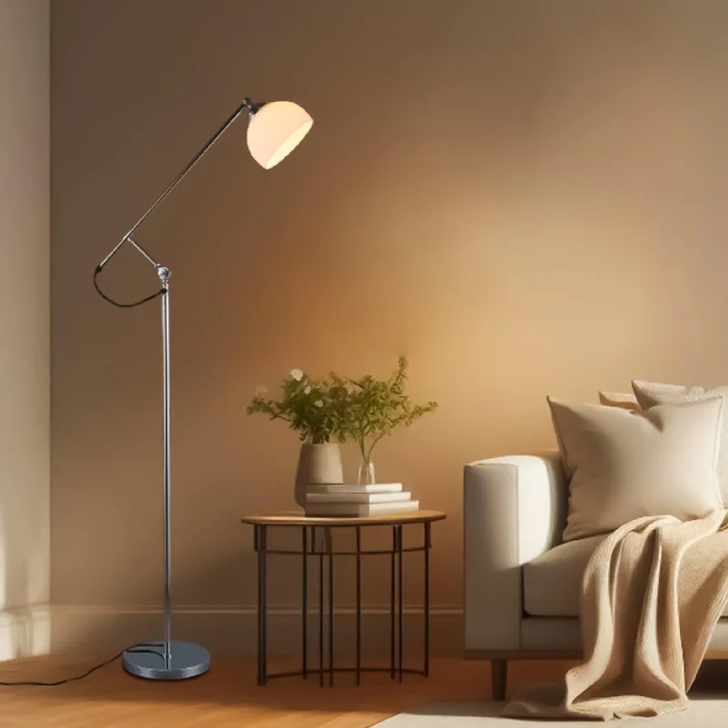 Dimmable Floor Lamp for Adjustable Lighting AmbianceCora Sleek Iron Floor Lamp - Chrome, Opal Glass Shade, Adjustable 1570mm High, PL0309 Dimmable Floor Lamp for Adjustable Lighting AmbianceCora Sleek Iron Floor Lamp - Chrome, Opal Glass Shade, Adjustable 1570mm High, PL0309