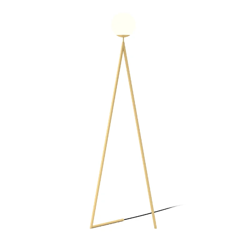 Wood Floor Lamp with Natural Grain for a Warm and Organic FeelOne Globe Slanted Base Floor Lamp - Brass Wood Floor Lamp with Natural Grain for a Warm and Organic FeelOne Globe Slanted Base Floor Lamp - Brass