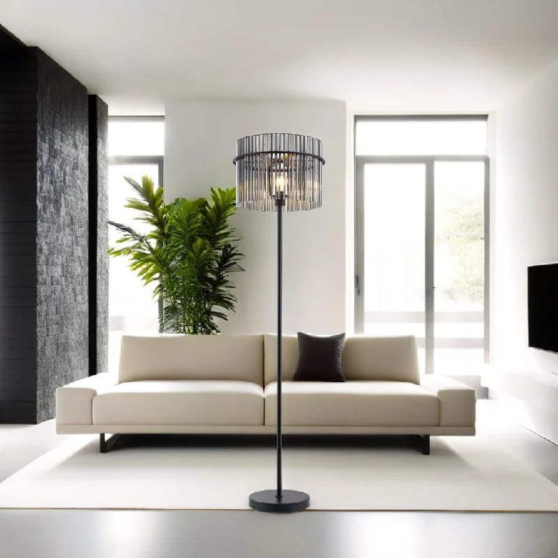 Glass Floor Lamp with Frosted Shades for Soft Diffused LightQuilo Floor Lamp in Black and Smoke