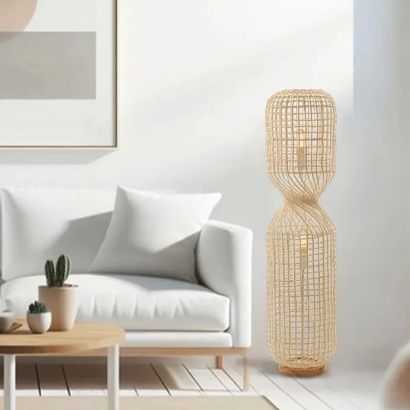 Rustic Farmhouse Style Floor Lamp for Cozy BedroomsGrace Serene Glow, Iron Floor Lamp - Natural, Rattan Lamp, 675mm, 1040mm High, PL0282 Rustic Farmhouse Style Floor Lamp for Cozy BedroomsGrace Serene Glow, Iron Floor Lamp - Natural, Rattan Lamp, 675mm, 1040mm High, PL0282