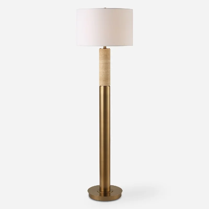 Glass Floor Lamp with Frosted Shades for Soft Diffused LightUttermost Knox Travertine Floor Lamp - 66'' H X 20'' W X 20'' D Glass Floor Lamp with Frosted Shades for Soft Diffused LightUttermost Knox Travertine Floor Lamp - 66'' H X 20'' W X 20'' D