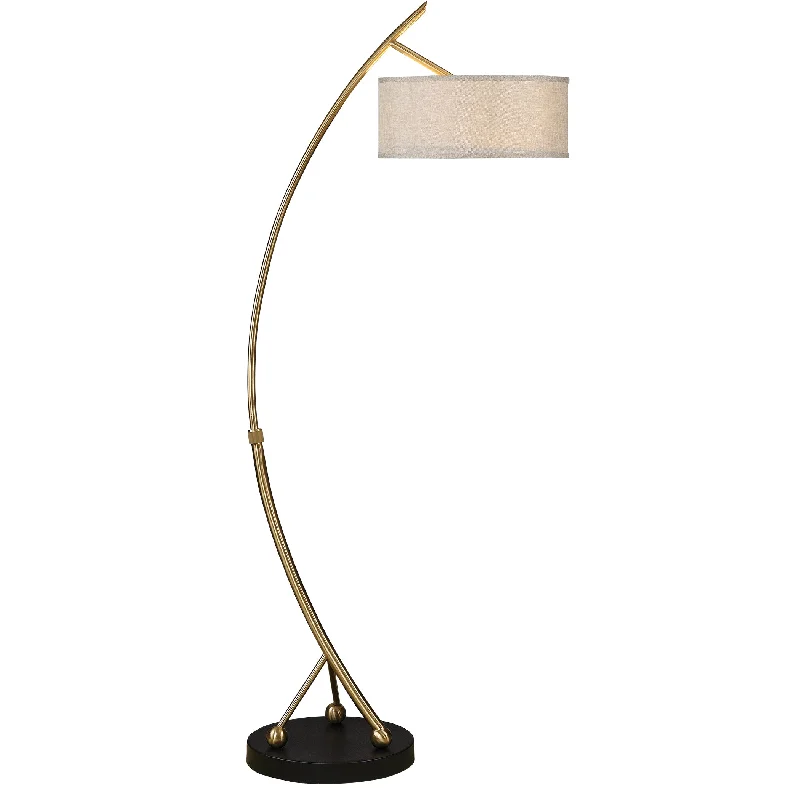 Wood Floor Lamp with Natural Grain for a Warm and Organic FeelVardar Curved Brass Floor Lamp