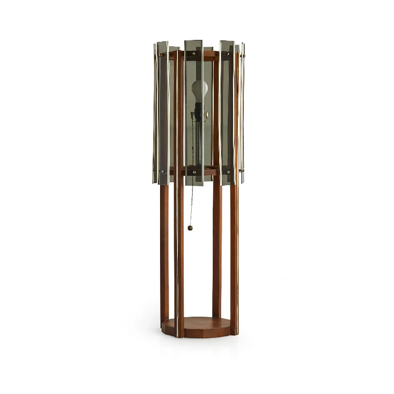 Fabric Floor Lamp with a Linen Shade for a Relaxed AestheticWood and Smoked Acrylic Column Lamp Fabric Floor Lamp with a Linen Shade for a Relaxed AestheticWood and Smoked Acrylic Column Lamp