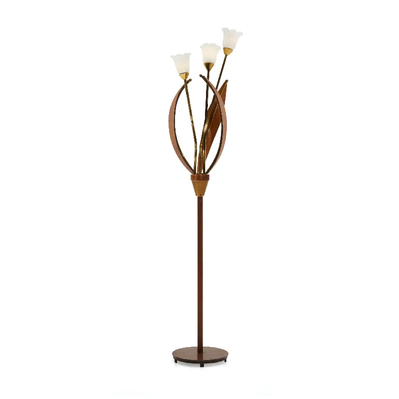  Way Switch Floor Lamp for Multiple Light Intensity LevelsWood Leaf Floor Lamp