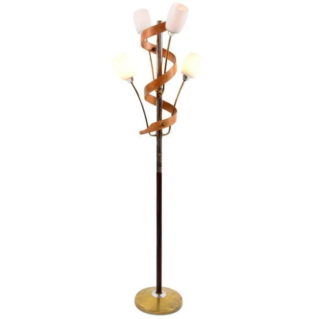 Rustic Farmhouse Style Floor Lamp for Cozy BedroomsWood Spiral Floor Lamp
