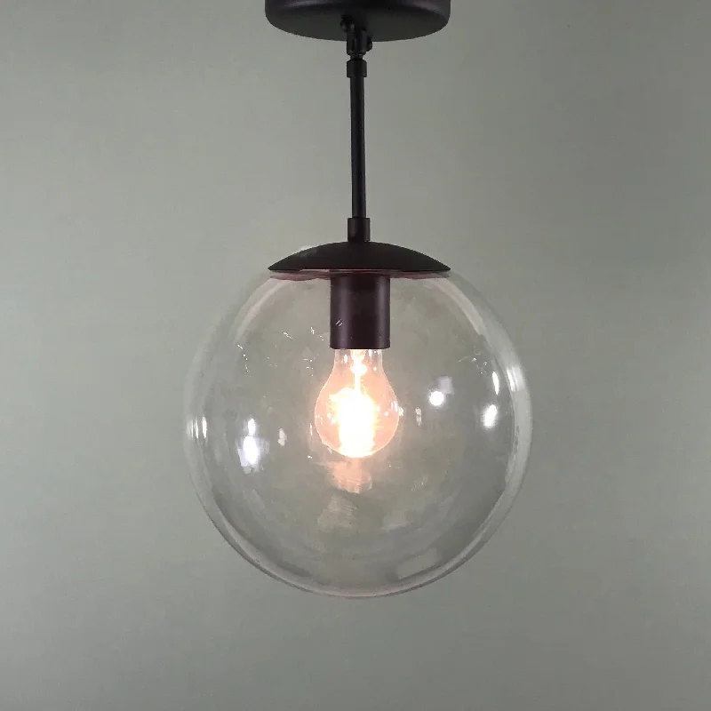 Mediterranean - Style Ceiling Lights with Terra - Cotta and Ceramic Details10" Clear Glass Globe