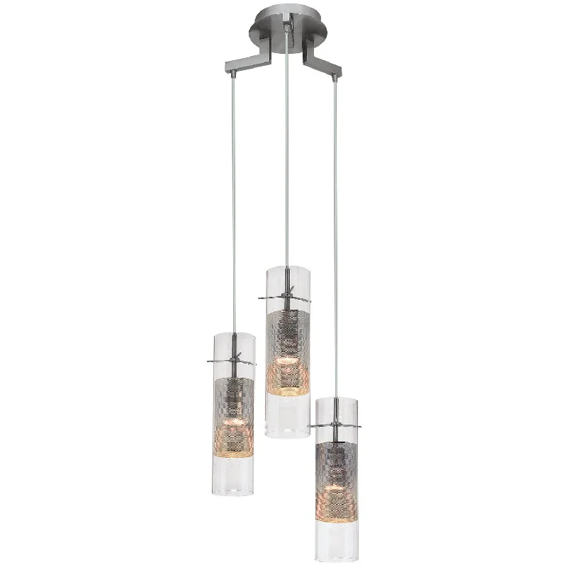 Glass Ceiling Lights with Frosted, Colored, or Etched GlassThree Light Pendant
