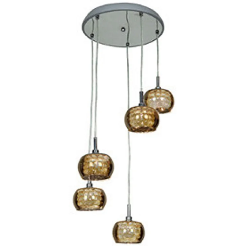 Steampunk Ceiling Lights with Gears, Cogs, and Brass AccentsFive Light Pendant