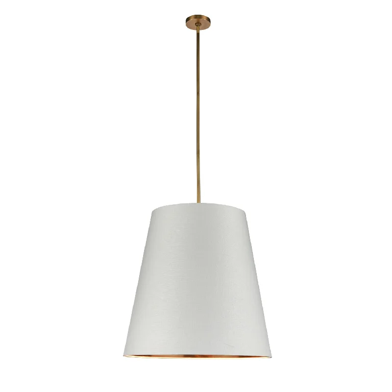 Contemporary Ceiling Lights with Unique, Abstract ShapesAlora calor PD311025VBWG Pendant Light - Vintage Brass/White Linen with Gold Parchment