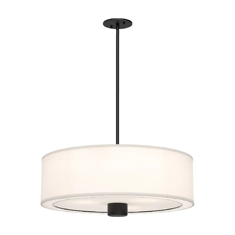 Gothic Ceiling Lights with Dark Metalwork and Pointed ArchesAlora Mood theo PD547924MBWL Pendant Light - Matte Black/White Linen
