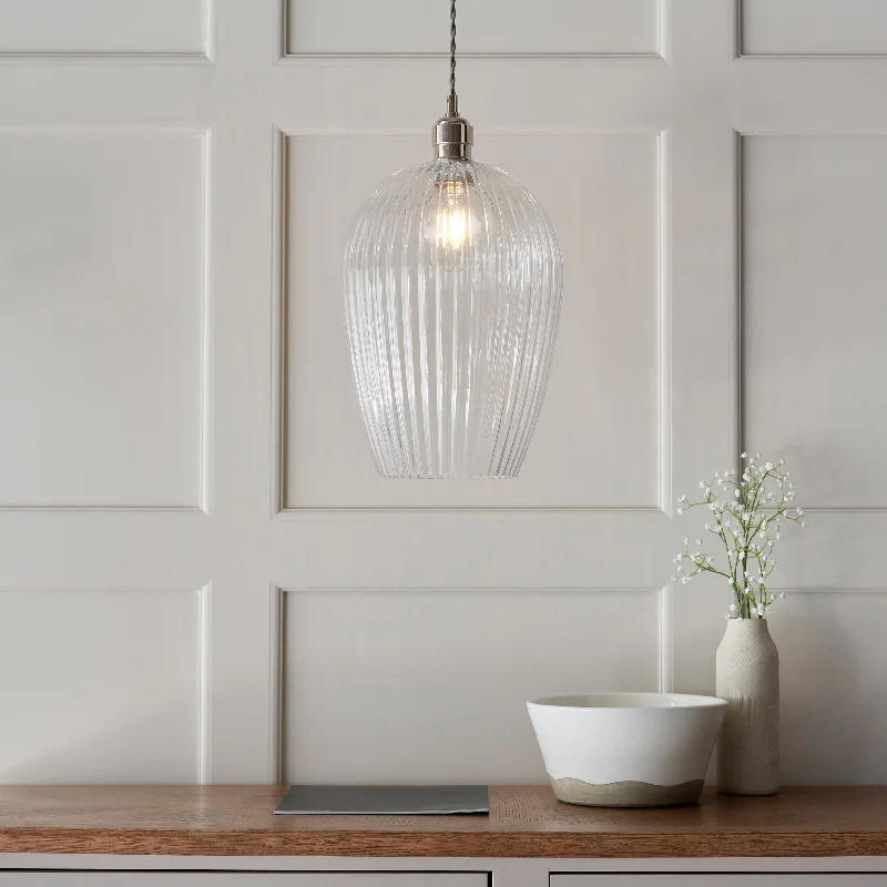 Modern Minimalist Ceiling Lights for Contemporary InteriorsAmos Lucid Large Pendant Ribbed Glass