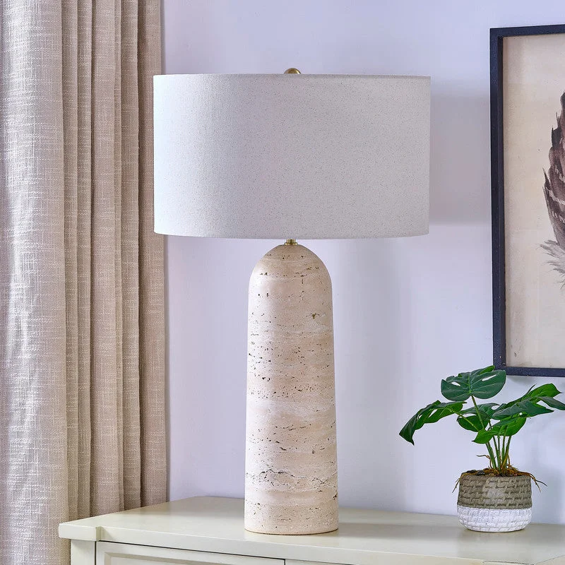ceramic table lamps with hand painted designs for an artistic touchAtlas Travertine Table Lamp