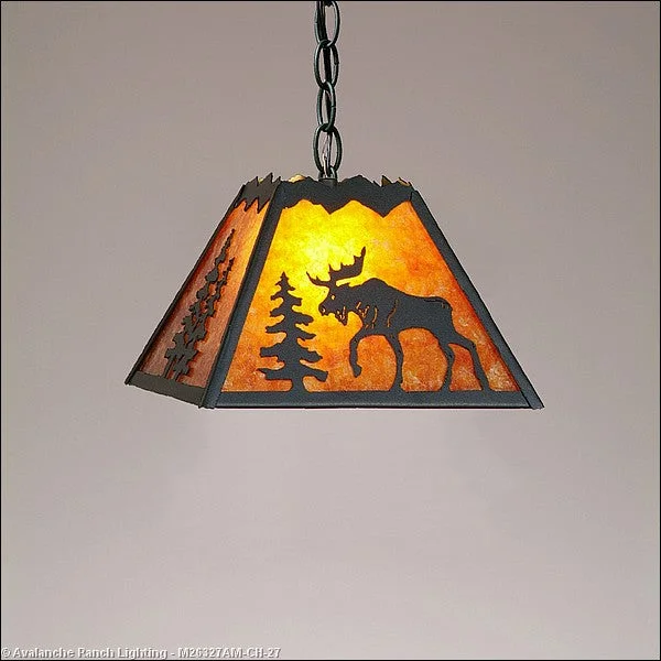Moroccan Ceiling Lights with Colorful Stained Glass and Geometric CarvingsMini Pendants - Chain