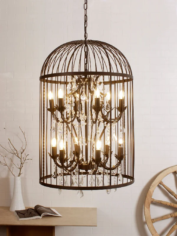 Moroccan Ceiling Lights with Colorful Stained Glass and Geometric CarvingsBirdcage Pendant Light